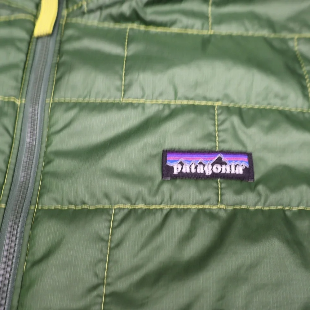 Patagonia Jacket Boys XL 14 Green Nano Puff Brick Quilt Insulated Full Zip Light